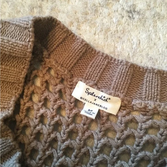 Splendid Taupe Knit Women's Sweater Size Medium - Picture 3 of 4